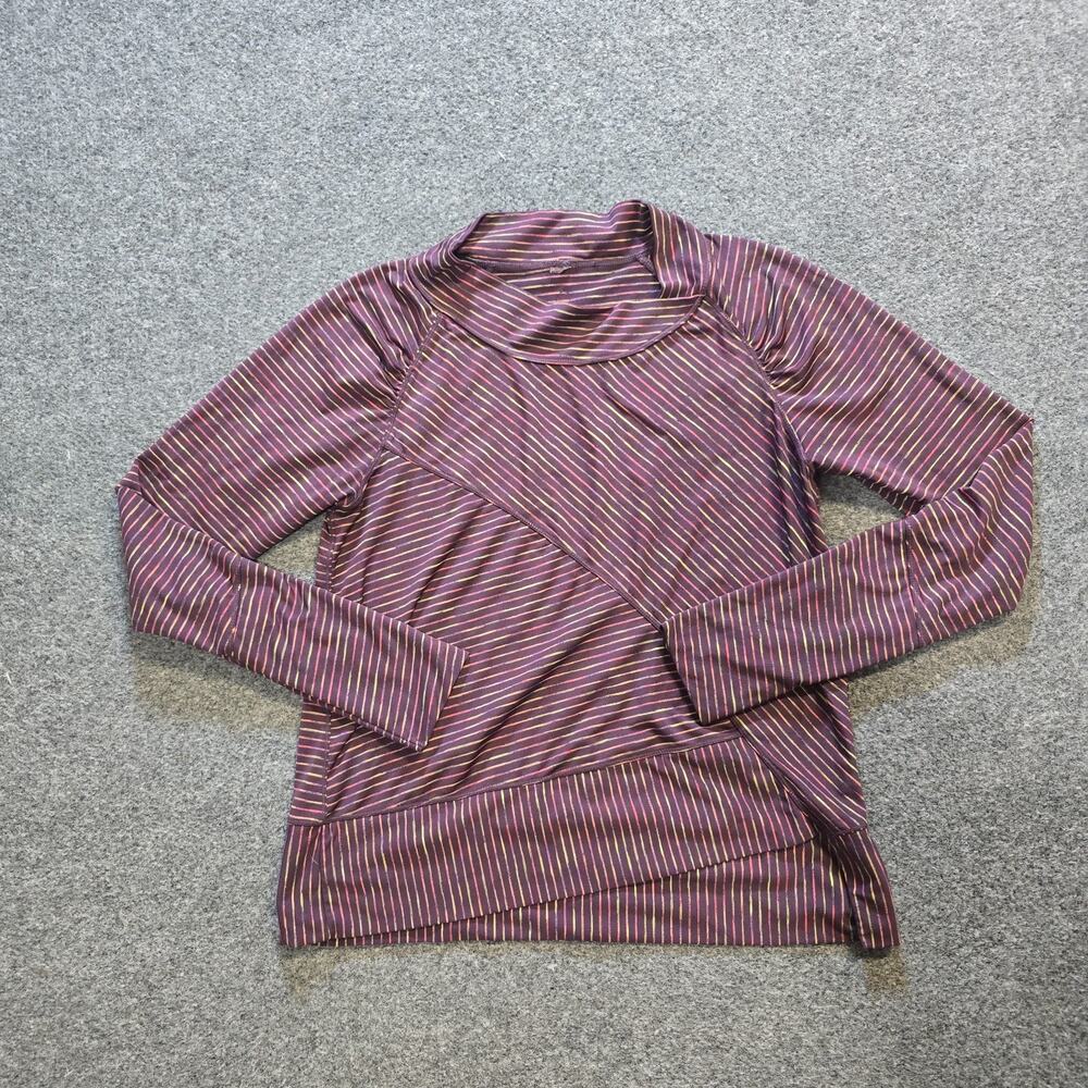 Prana Top Womens Size Small Purple Stripe Long Sleeve Stretch Performance Casual